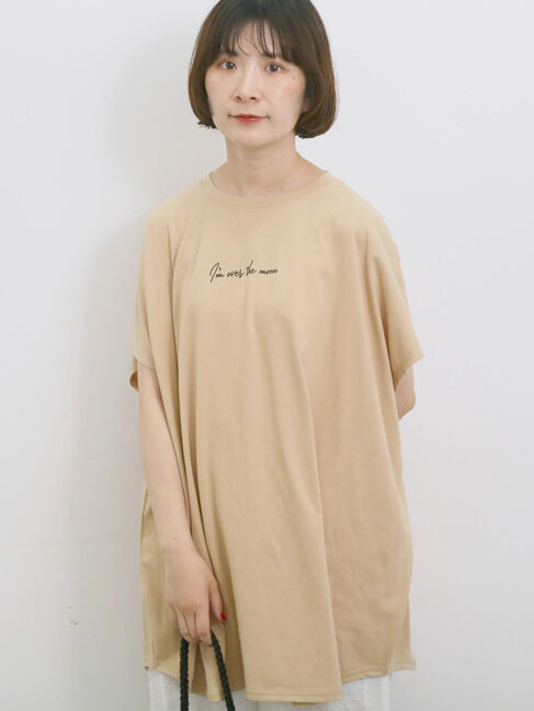 Samansa Mos2 blue「◎【接触冷感】ロゴプリントチュニック」|Tシャツ・カットソー|