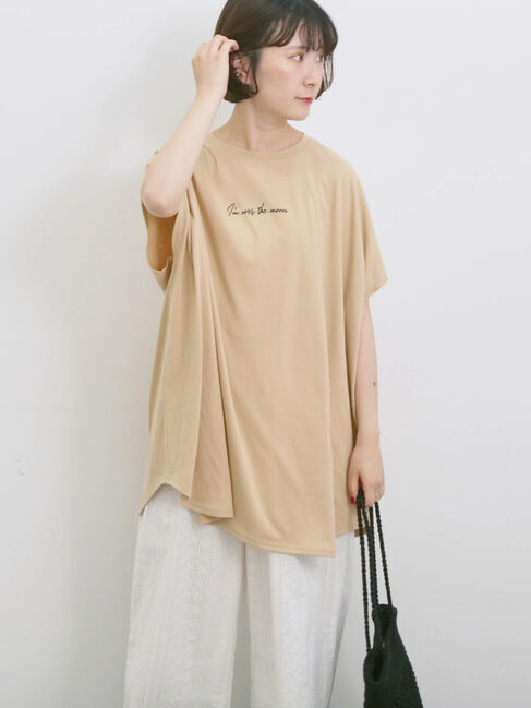 Samansa Mos2 blue「◎【接触冷感】ロゴプリントチュニック」|Tシャツ・カットソー|