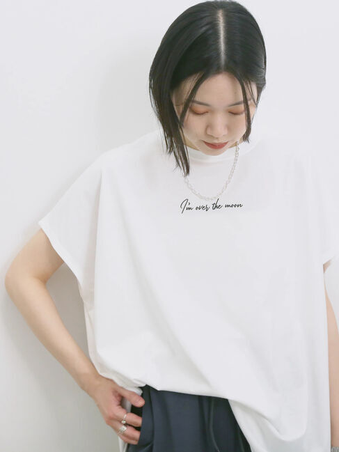 Samansa Mos2 blue「◎【接触冷感】ロゴプリントチュニック」|Tシャツ・カットソー|