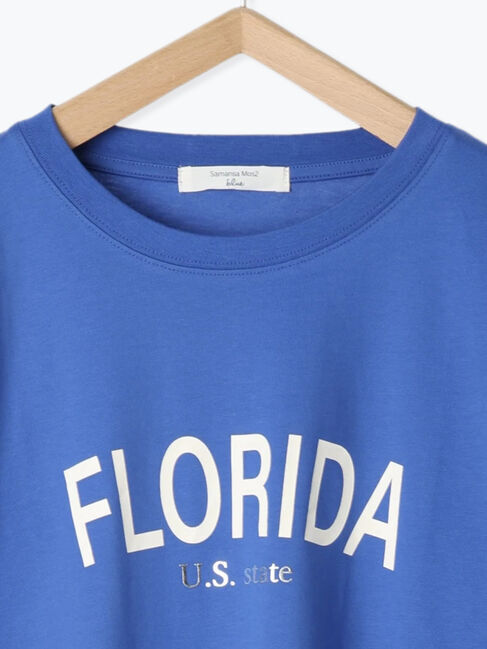 Samansa Mos2 blue「ロゴプリントTシャツ」|Tシャツ・カットソー|