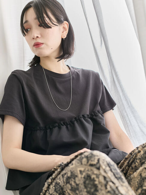 Samansa Mos2 blue「【接触冷感】ドッキングティアードプルオーバー」|Tシャツ・カットソー|