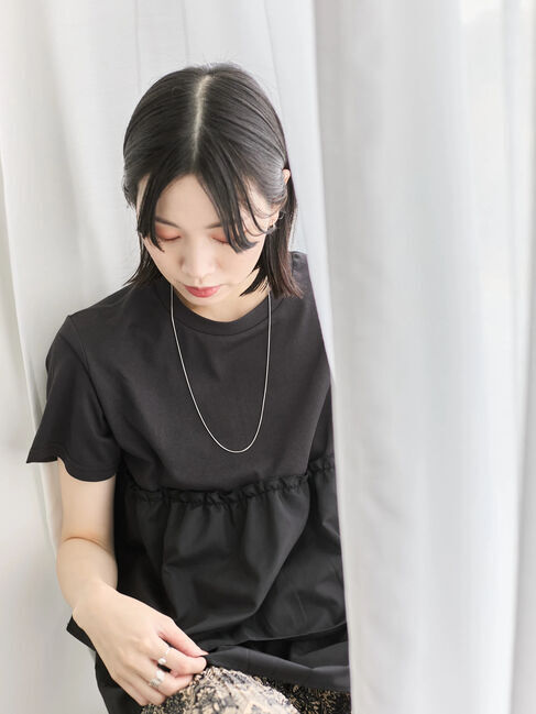 Samansa Mos2 blue「【接触冷感】ドッキングティアードプルオーバー」|Tシャツ・カットソー|