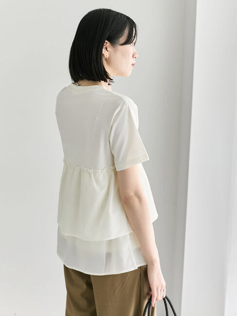 Samansa Mos2 blue「【接触冷感】ドッキングティアードプルオーバー」|Tシャツ・カットソー|