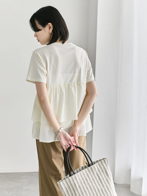 Samansa Mos2 blue「【接触冷感】ドッキングティアードプルオーバー」|Tシャツ・カットソー|