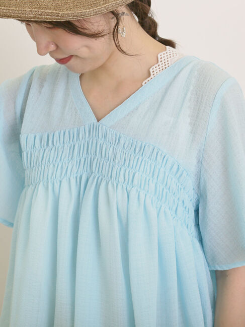 Samansa Mos2「◎2WAYシャーリングチュニック」|シャツ・ブラウス|