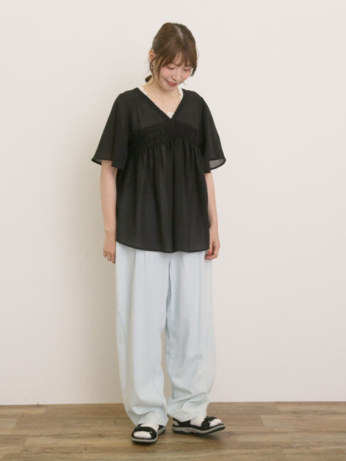 Samansa Mos2「◎2WAYシャーリングチュニック」|シャツ・ブラウス|