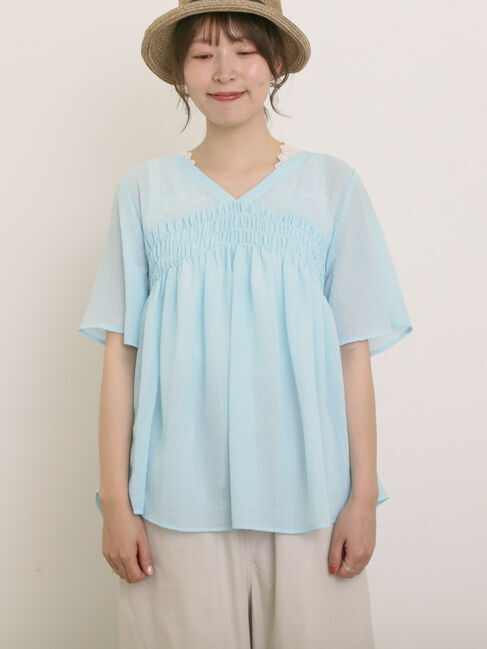 Samansa Mos2「◎2WAYシャーリングチュニック」|シャツ・ブラウス|