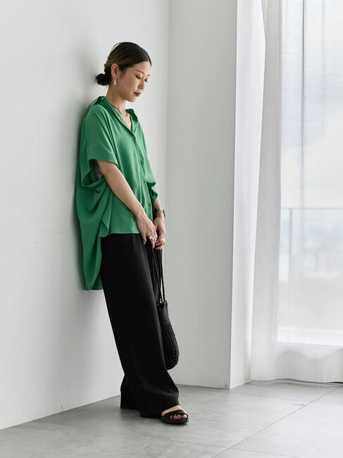 Samansa Mos2 blue「【接触冷感】ポンチョブラウス」|シャツ・ブラウス|