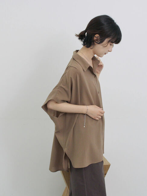 Samansa Mos2 blue「【接触冷感】ポンチョブラウス」|シャツ・ブラウス|