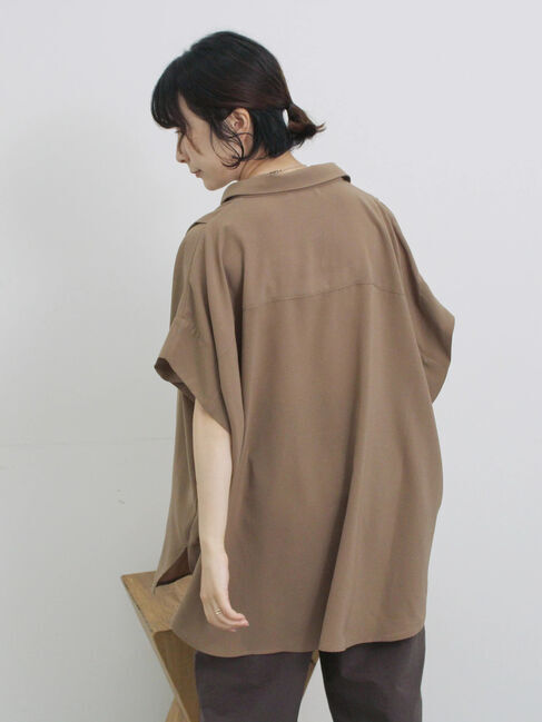 Samansa Mos2 blue「【接触冷感】ポンチョブラウス」|シャツ・ブラウス|