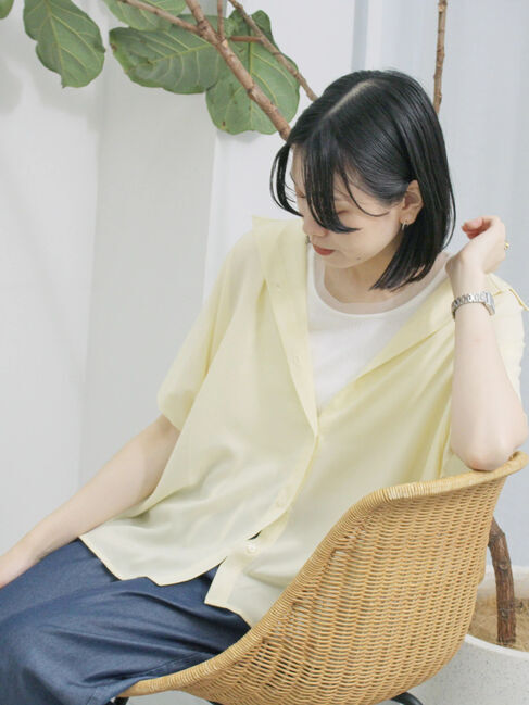 Samansa Mos2 blue「【接触冷感】ポンチョブラウス」|シャツ・ブラウス|