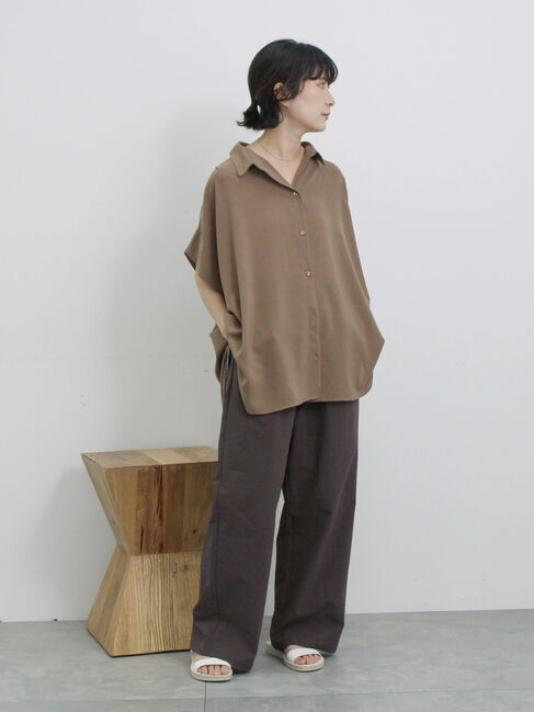 Samansa Mos2 blue「【接触冷感】ポンチョブラウス」|シャツ・ブラウス|