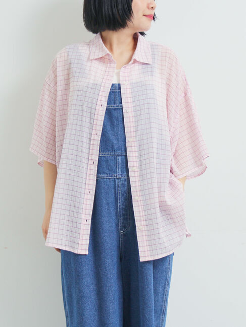 SM2「コットンボイルシアードルマンスリーブチェックシャツ」|シャツ・ブラウス|ピンク