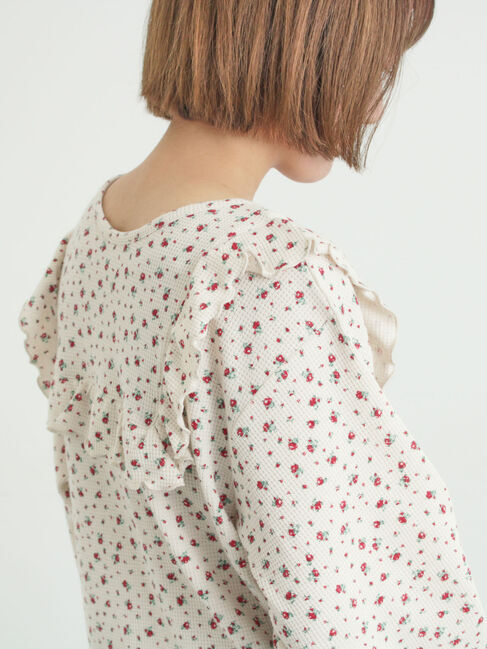 Samansa Mos2「ワッフルローズ柄前後2WAYカットソー」|Tシャツ・カットソー|