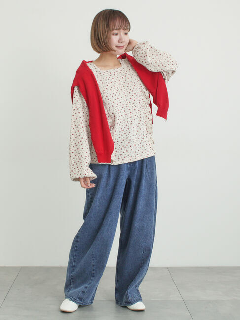 Samansa Mos2「ワッフルローズ柄前後2WAYカットソー」|Tシャツ・カットソー|