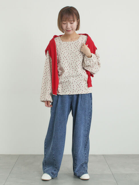 Samansa Mos2「ワッフルローズ柄前後2WAYカットソー」|Tシャツ・カットソー|