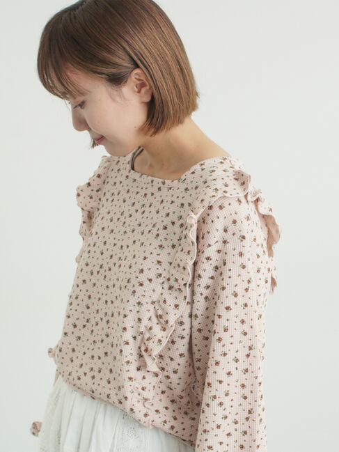 Samansa Mos2「ワッフルローズ柄前後2WAYカットソー」|Tシャツ・カットソー|