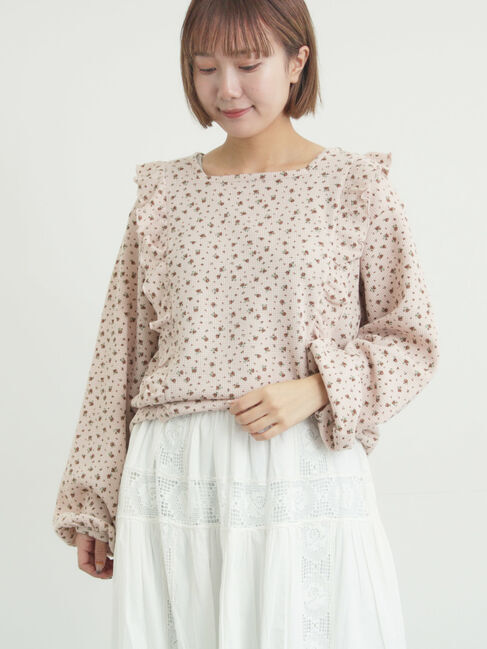 Samansa Mos2「ワッフルローズ柄前後2WAYカットソー」|Tシャツ・カットソー|