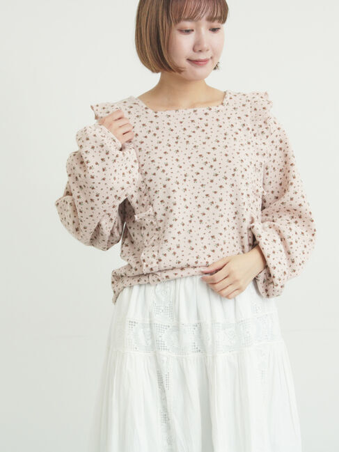 Samansa Mos2「ワッフルローズ柄前後2WAYカットソー」|Tシャツ・カットソー|