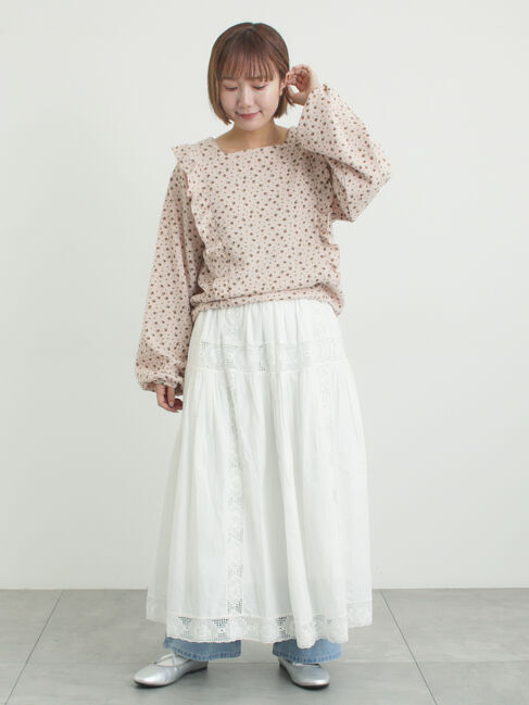 Samansa Mos2「ワッフルローズ柄前後2WAYカットソー」|Tシャツ・カットソー|