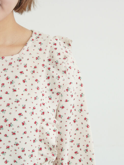 Samansa Mos2「ワッフルローズ柄前後2WAYカットソー」|Tシャツ・カットソー|