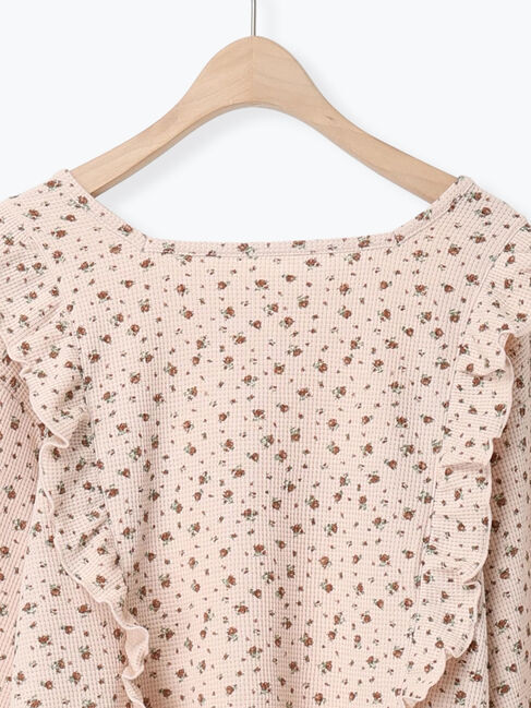 Samansa Mos2「ワッフルローズ柄前後2WAYカットソー」|Tシャツ・カットソー|