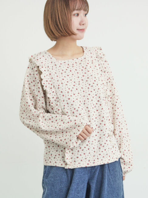 Samansa Mos2「ワッフルローズ柄前後2WAYカットソー」|Tシャツ・カットソー|