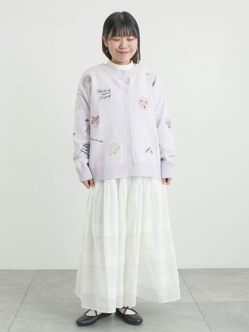 Samansa Mos2「花+ロゴ総柄刺繍カーディガン」|カーディガン|