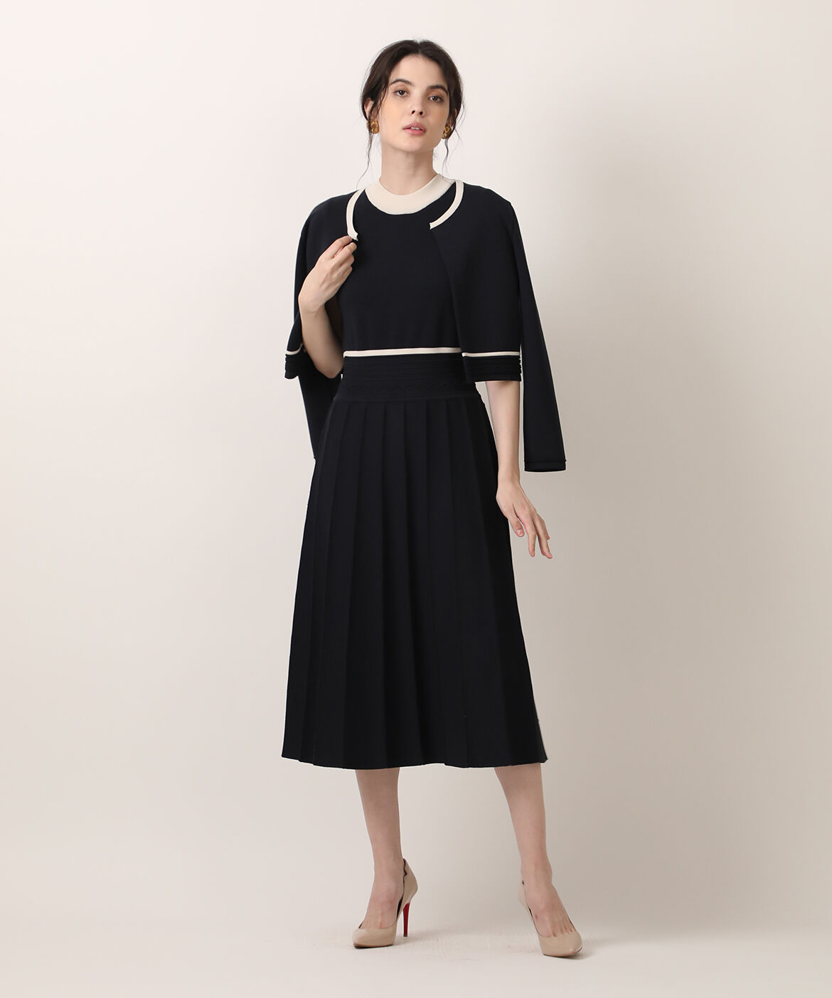 Maglie le cassetto「《M Maglie le cassetto》バイカラーニットワンピース」|ワンピース|