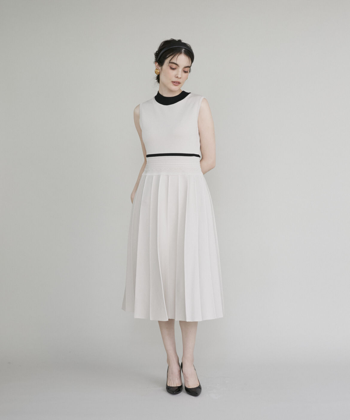 Maglie le cassetto「《M Maglie le cassetto》バイカラーニットワンピース」|ワンピース|