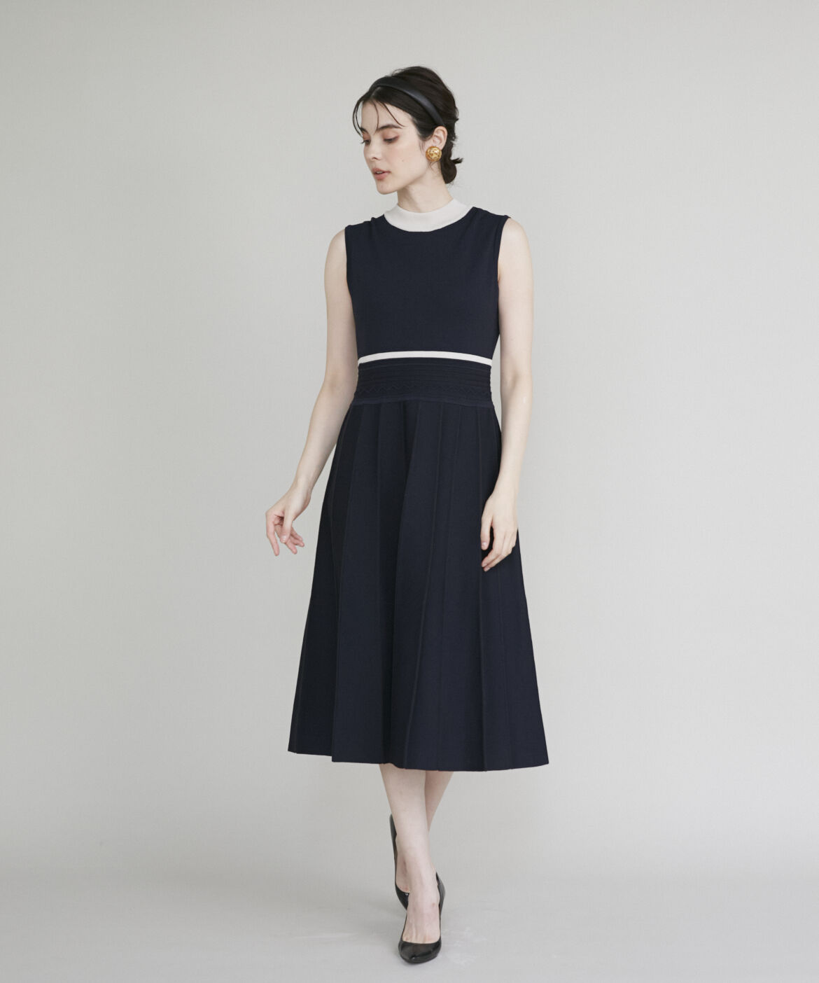 Maglie le cassetto「《M Maglie le cassetto》バイカラーニットワンピース」|ワンピース|