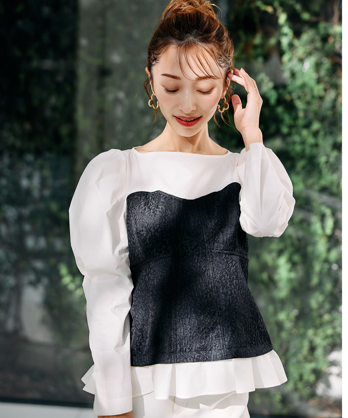 Maglie le cassetto「《M Maglie le cassetto&times;吉田理紗》ビスチェ風ジャガードブラウス」|シャツ・ブラウス|