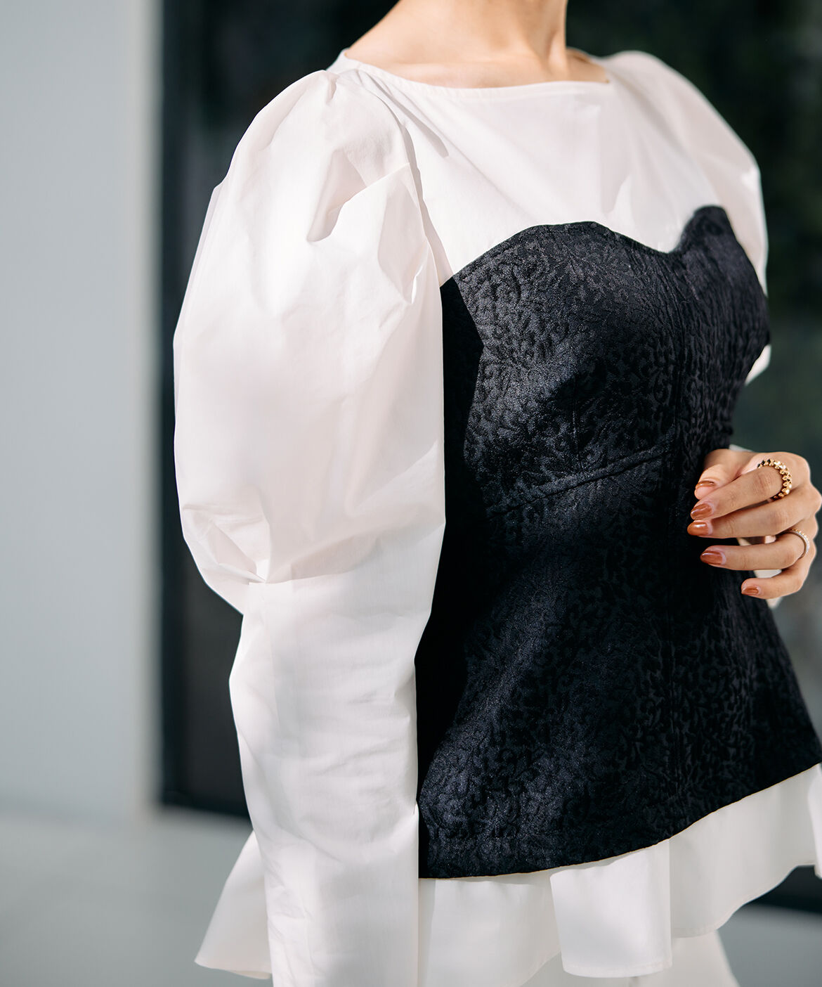 Maglie le cassetto「《M Maglie le cassetto&times;吉田理紗》ビスチェ風ジャガードブラウス」|シャツ・ブラウス|