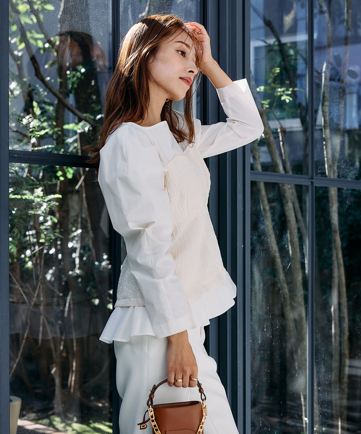 Maglie le cassetto「《M Maglie le cassetto&times;吉田理紗》ビスチェ風ジャガードブラウス」|シャツ・ブラウス|