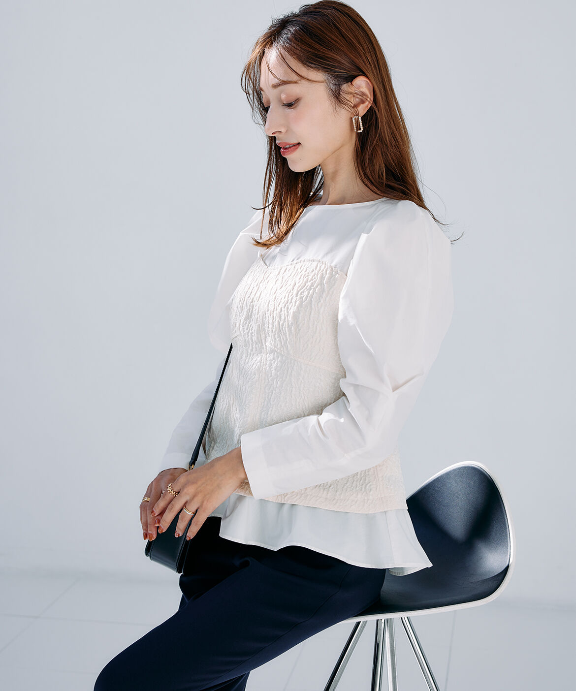 Maglie le cassetto「《M Maglie le cassetto&times;吉田理紗》ビスチェ風ジャガードブラウス」|シャツ・ブラウス|