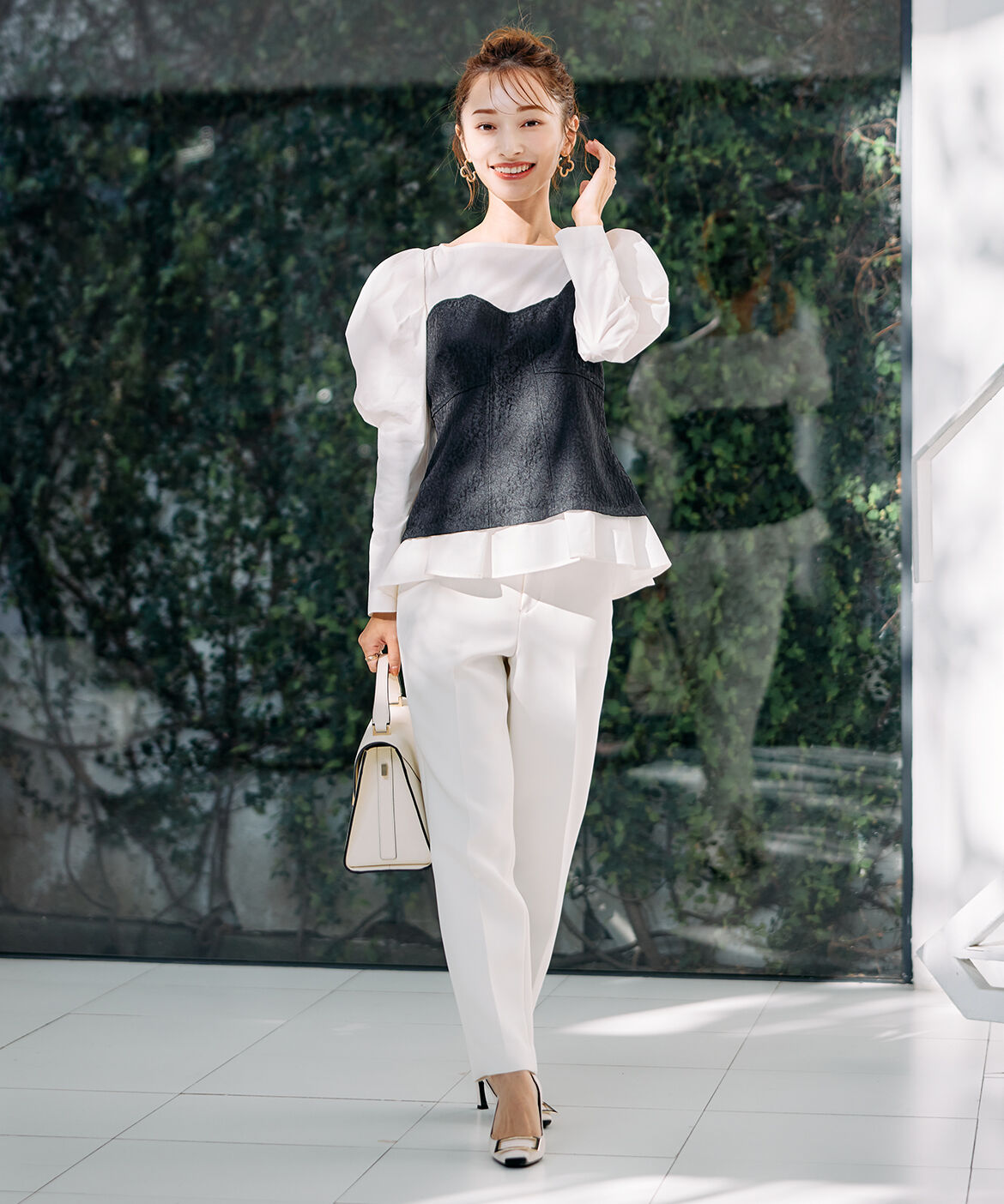 Maglie le cassetto「《M Maglie le cassetto&times;吉田理紗》ビスチェ風ジャガードブラウス」|シャツ・ブラウス|