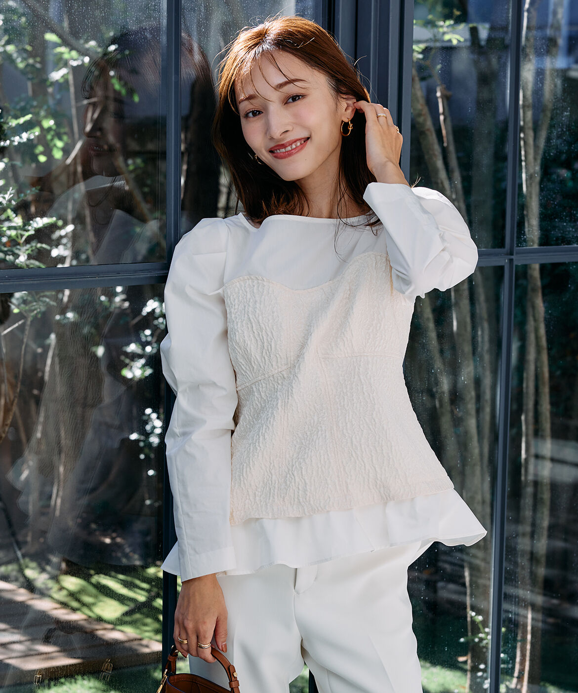 Maglie le cassetto「《M Maglie le cassetto&times;吉田理紗》ビスチェ風ジャガードブラウス」|シャツ・ブラウス|