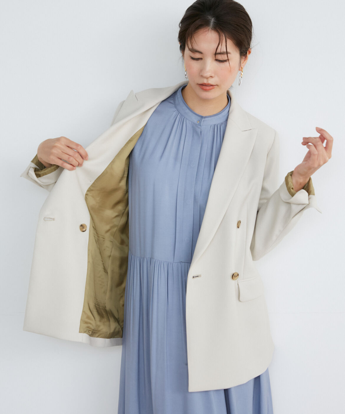 INED「《大きいサイズ》定番ダブルブレストジャケット」|テーラードジャケット|