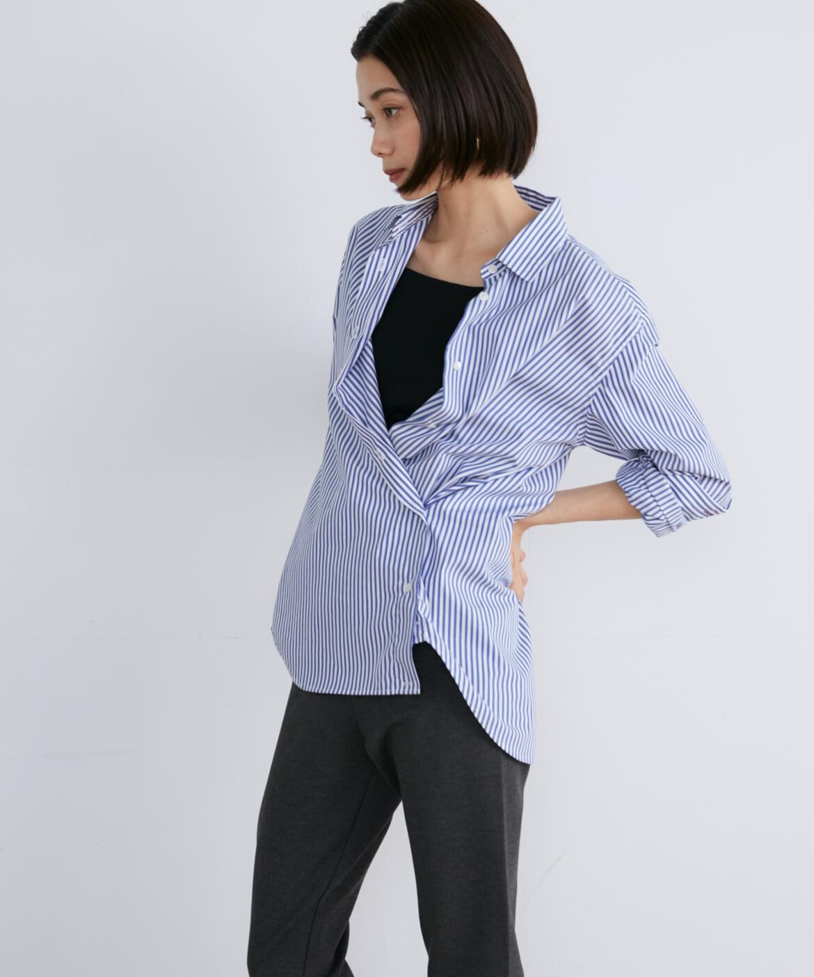 INED「オーバーサイズストライプシャツ」|シャツ・ブラウス|