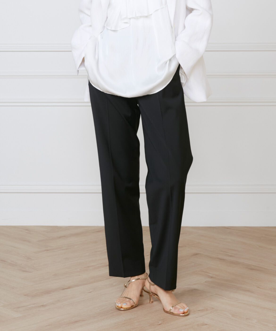 INED「《大きいサイズ》ストレートパンツ《la veille by SUPERIOR CLOSET》」|その他|ブラック