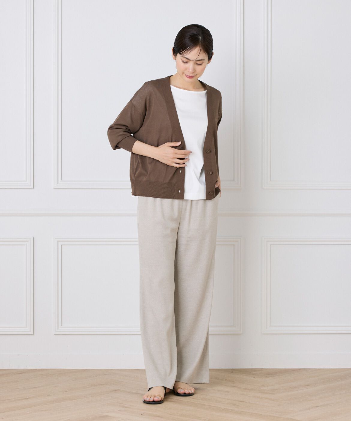 7-IDconcept.「《大きいサイズ》コットンナイロンVネックカーディガン 」|カーディガン|