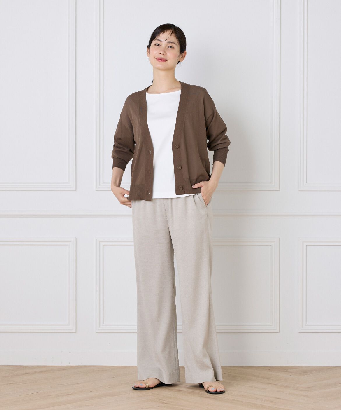 7-IDconcept.「《大きいサイズ》コットンナイロンVネックカーディガン 」|カーディガン|