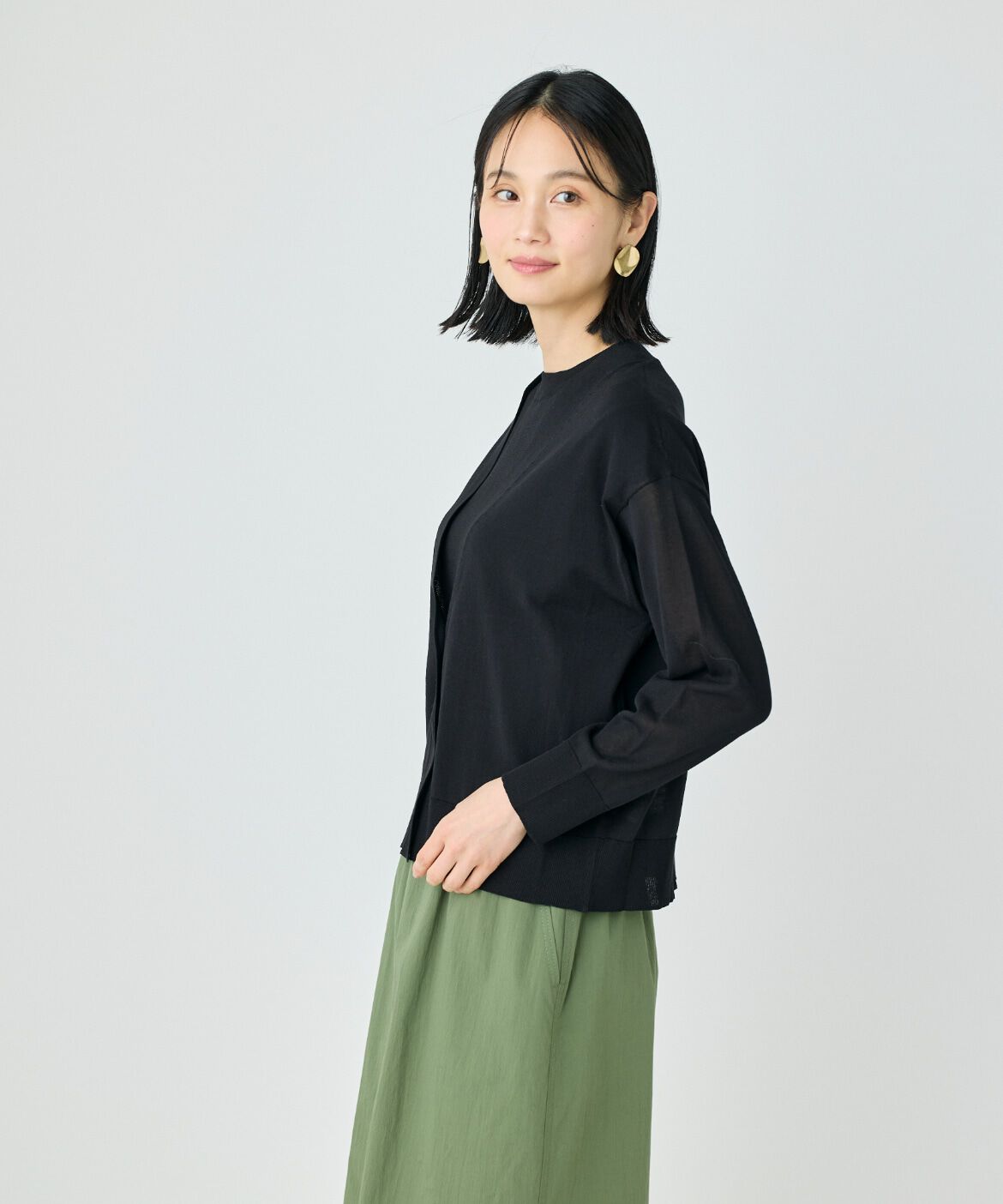 7-IDconcept.「《大きいサイズ》コットンナイロンVネックカーディガン 」|カーディガン|