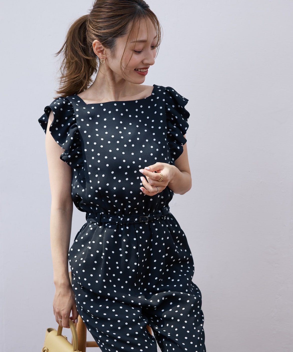 Maglie le cassetto「《M Maglie le cassetto&times;吉田理紗》大人の甘辛サロペット」|オールインワン|ブラック