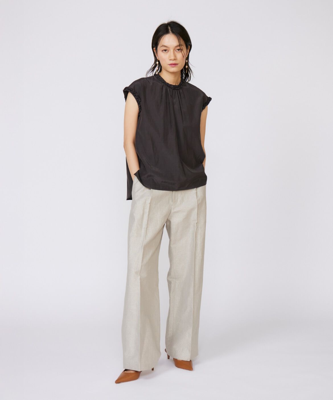 INED「タックフリルブラウス」|シャツ・ブラウス|