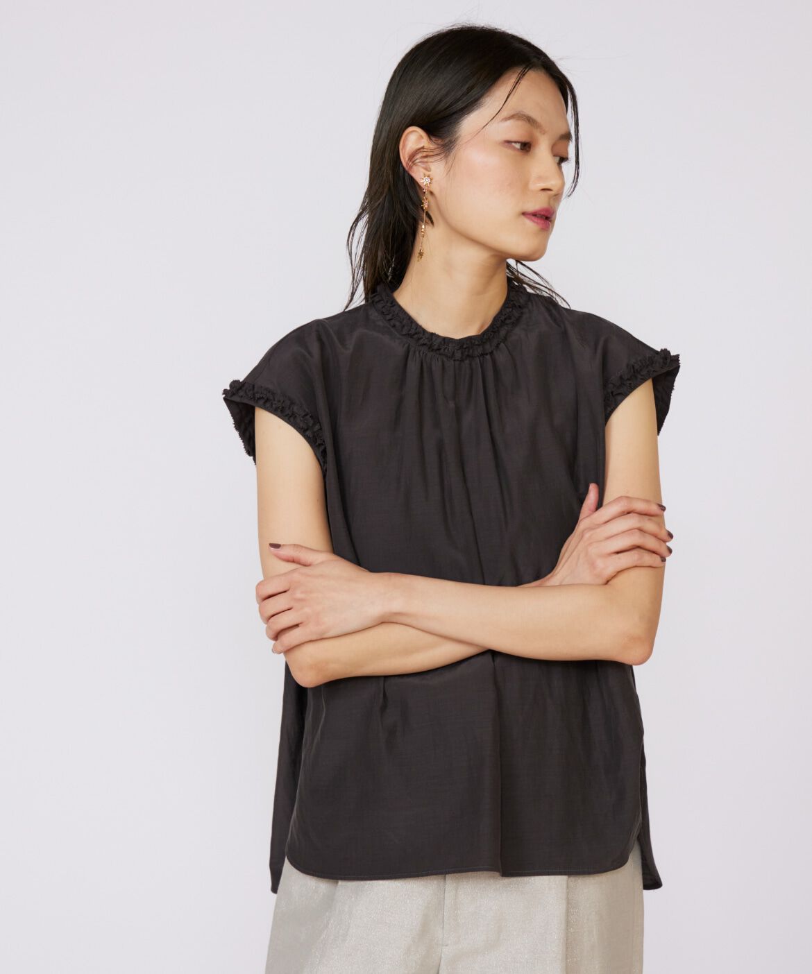 INED「タックフリルブラウス」|シャツ・ブラウス|