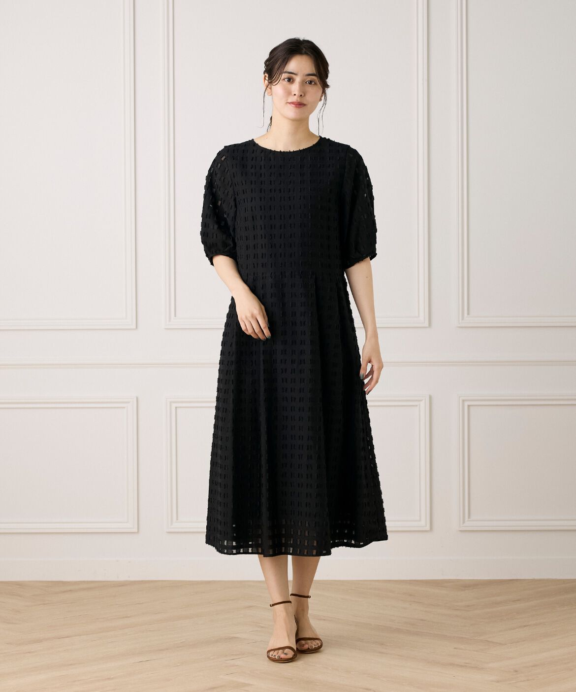 7-IDconcept.「パフスリーブジャカードワンピース」|その他|