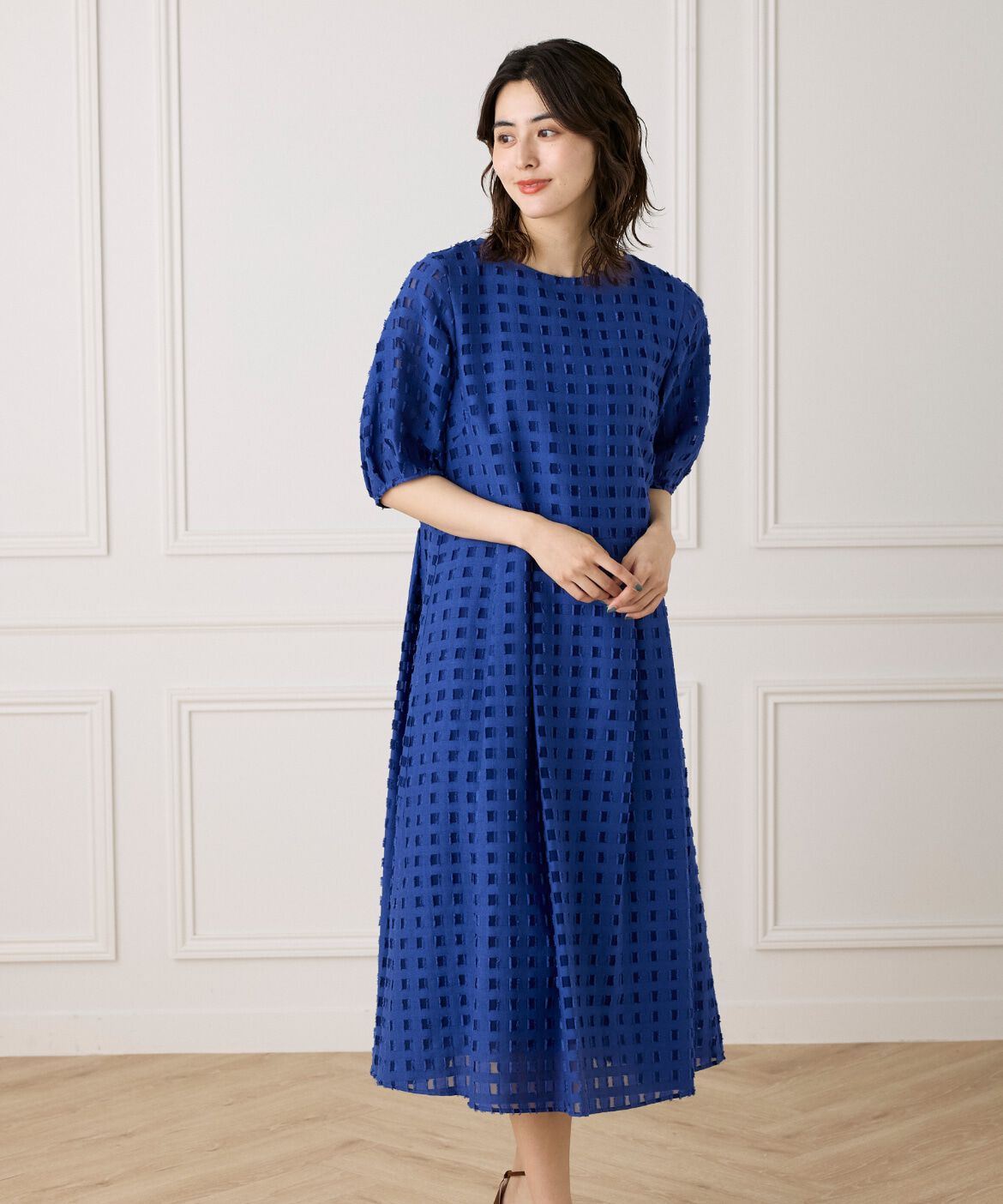 7-IDconcept.「パフスリーブジャカードワンピース」|その他|