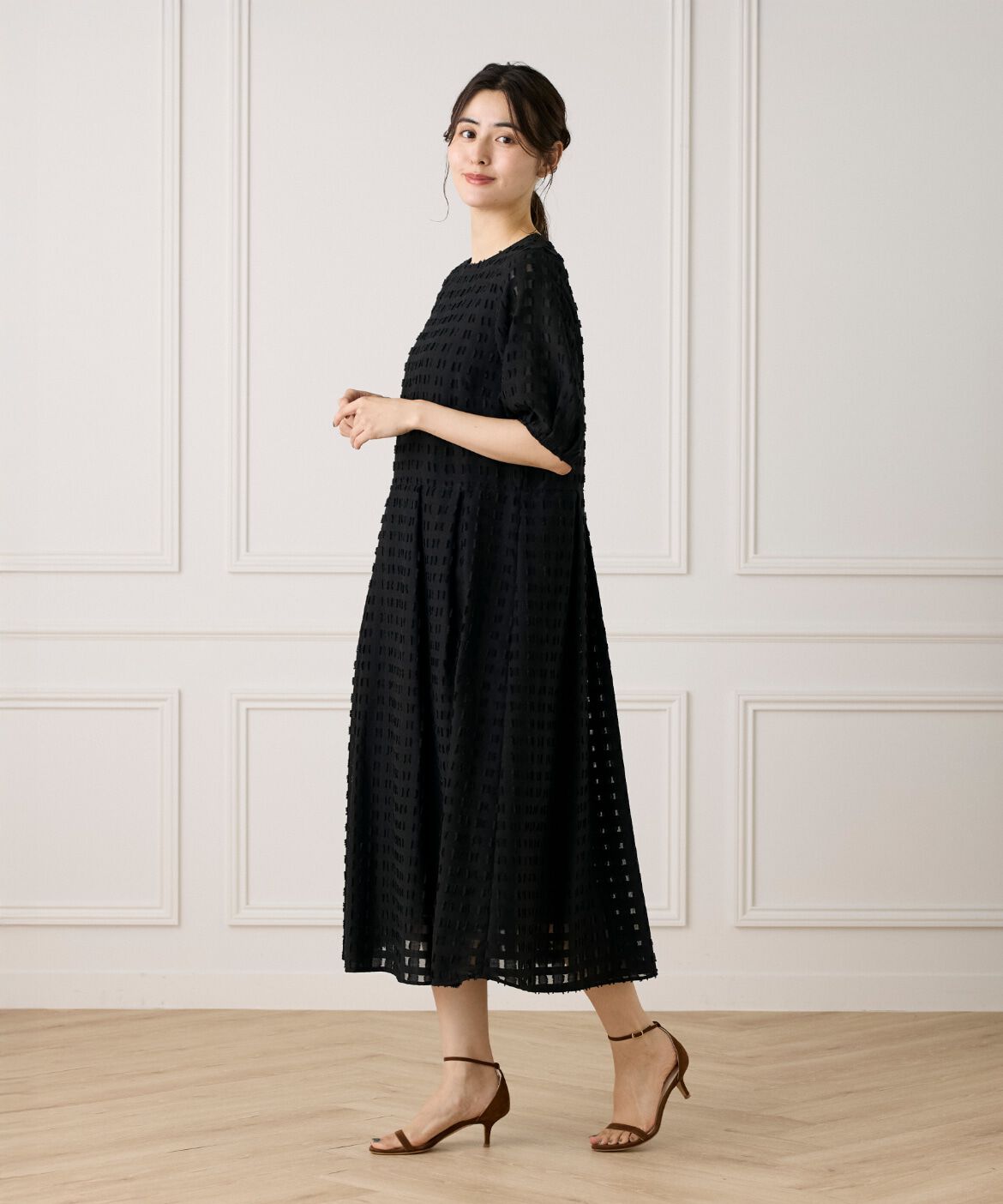 7-IDconcept.「パフスリーブジャカードワンピース」|その他|