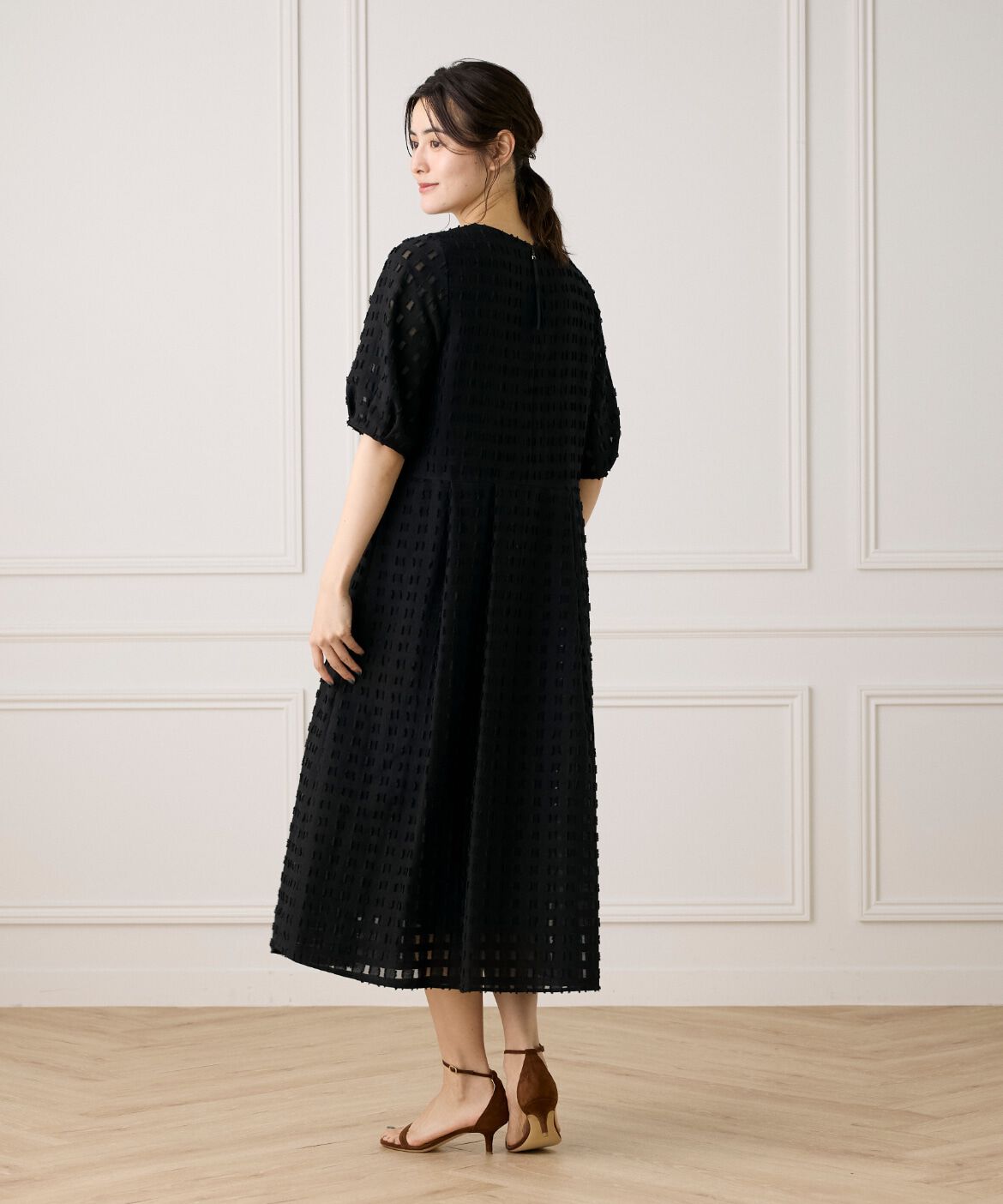 7-IDconcept.「パフスリーブジャカードワンピース」|その他|
